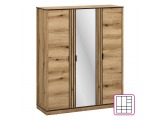 Trojdverová šatníková skriňa so zrkadlom Helio 3D - dub evoke / čierna