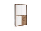Šatníková skriňa Como CM-2D - biely vysoký lesk / dub Como