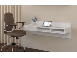 PC stolík na stenu Uno - biela / biely lesk
