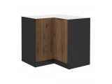Dolná rohová kuchynská skrinka Menzo 90x90 DN 2F BB - čierna / orech