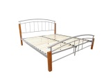 Kovová manželská posteľ s roštom Mirela 160 - jelša / strieborná