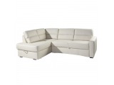 Kožená rohová sedačka s rozkladom Modern L - smotanová (G105)