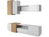 Obývacia stena Trio - biela / dub craft zlatý