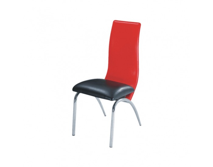 Jedálenská stolička Double - chróm / čierna / červená