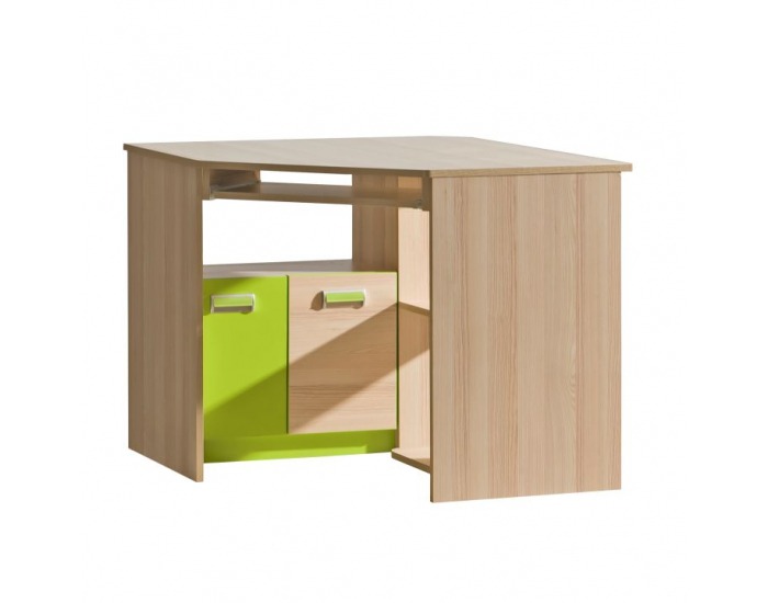 Rohový PC stolík Ego L11 - jaseň / zelená