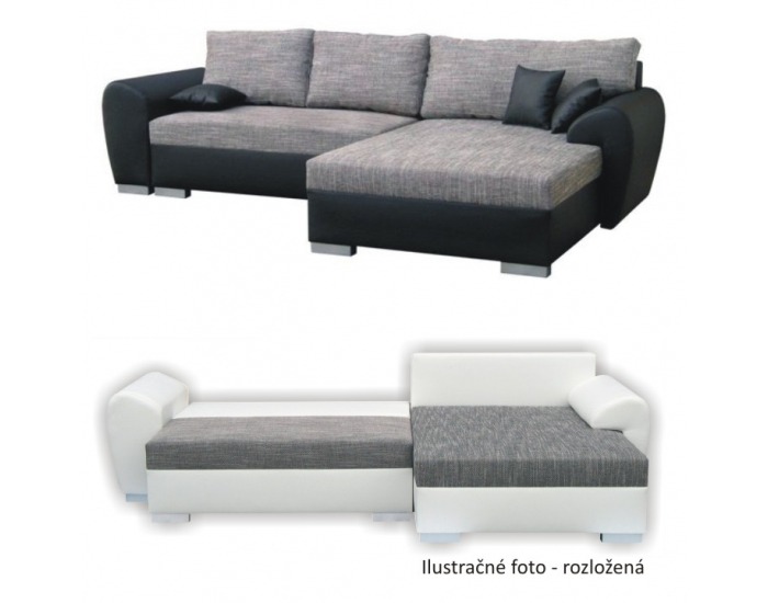Rohová sedačka s rozkladom a úložným priestorom Sofia P - čierna / sivá