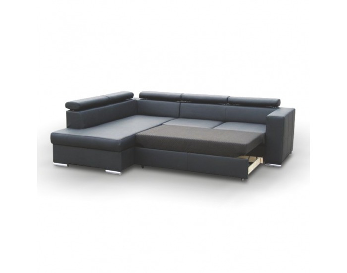 Rohová sedačka s rozkladom a úložným priestorom Lote 2 L - čierna