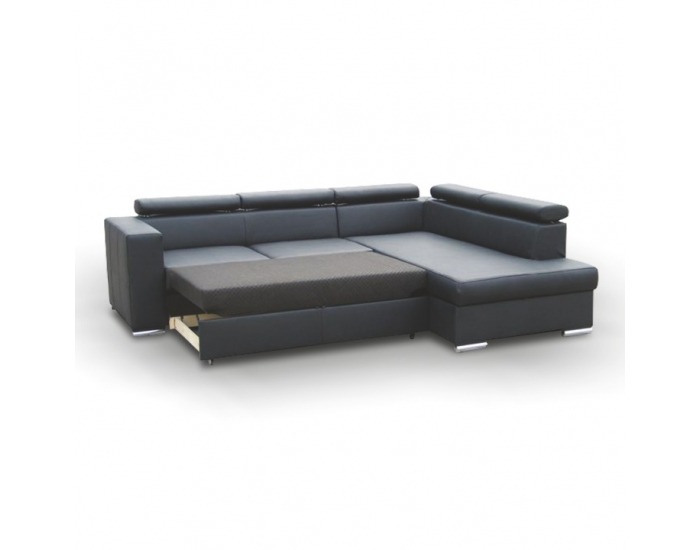 Rohová sedačka s rozkladom a úložným priestorom Lote 2 P - čierna