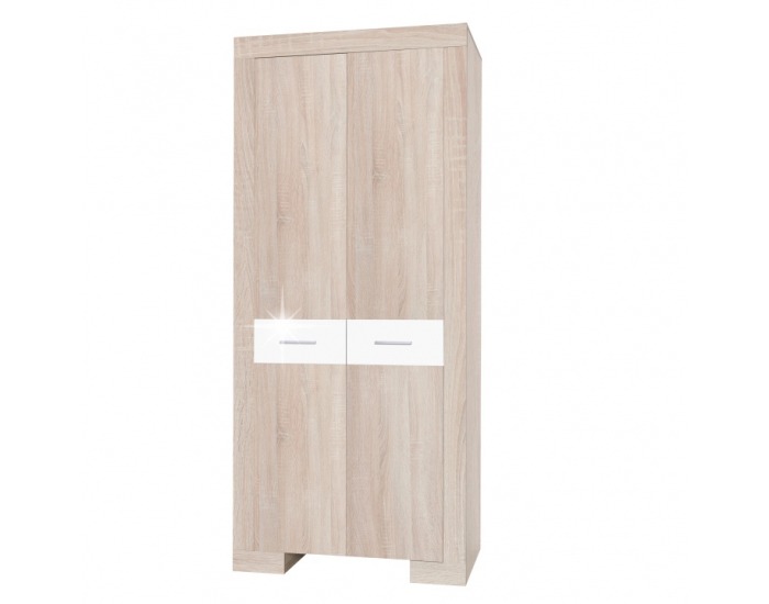Šatníková skriňa Stilo 1 2D - dub sonoma / biely lesk