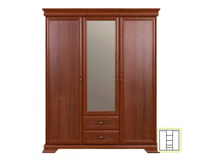 Rustikálna šatníková skriňa so zrkadlom Boltis 6 3D - orech ecco