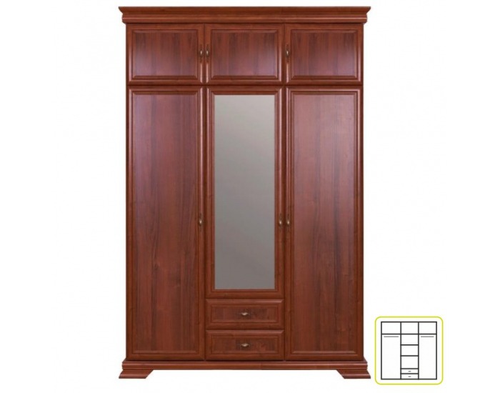 Rustikálna šatníková skriňa so zrkadlom Boltis 7 3D - orech ecco