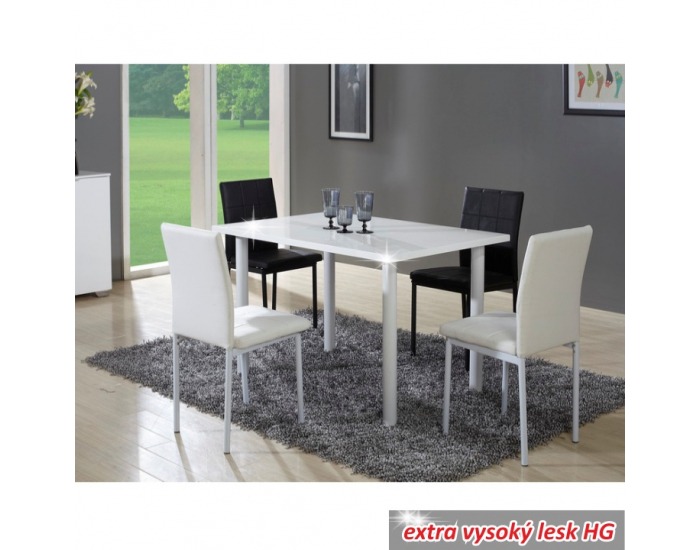 Jedálenský stôl Unita - biela / biely vysoký lesk