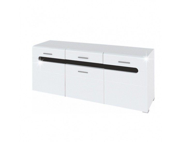 TV stolík Owal LB - biely vysoký lesk / čierny vysoký lesk
