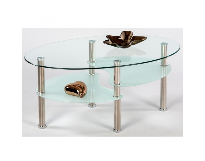 Konferenčný stolík Wave - oceľ / číre a pieskové sklo