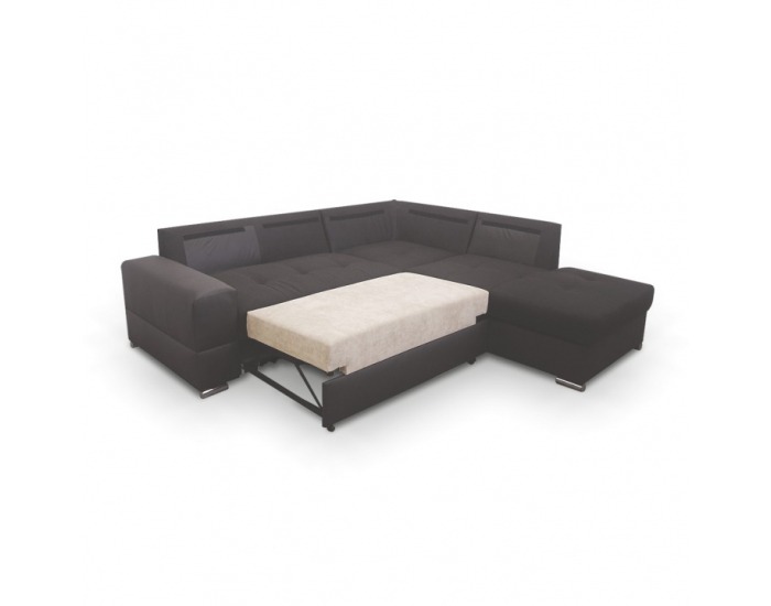 Rohová sedačka s rozkladom a úložným priestorom Mulan P - čierna