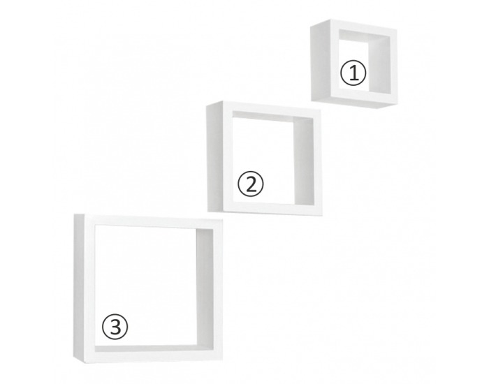 Poličky (3 ks) Kvadro - biela