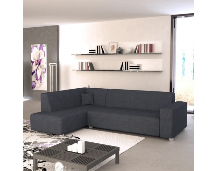 Rohová sedačka s rozkladom a úložným priestorom Colli L - sivočierna