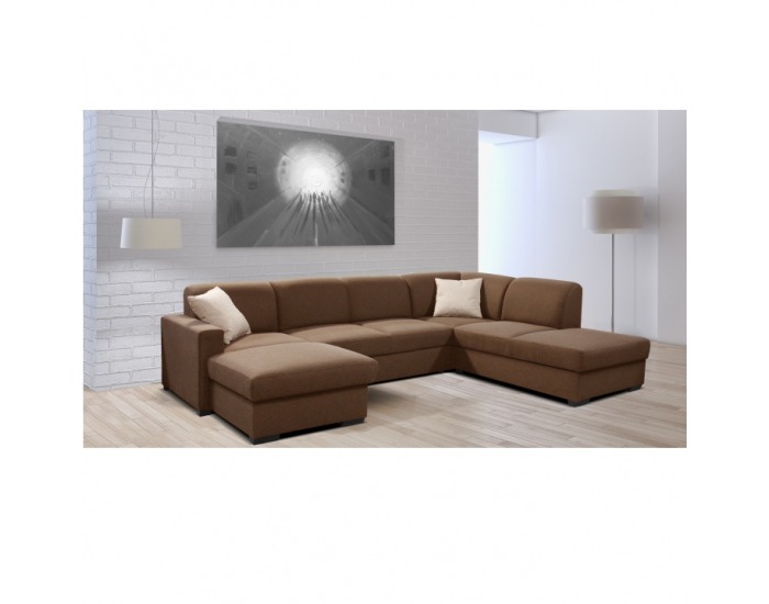 Rohová sedačka U s rozkladom a úložným priestorom York P - hnedá
