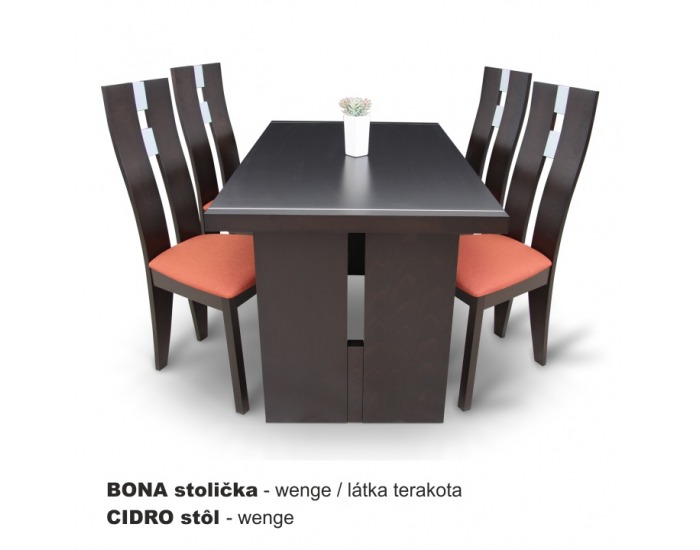 Jedálenská stolička Bona - wenge / terakota