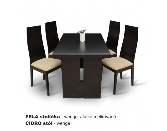 Jedálenská stolička Fela - wenge / svetlohnedá melírovaná