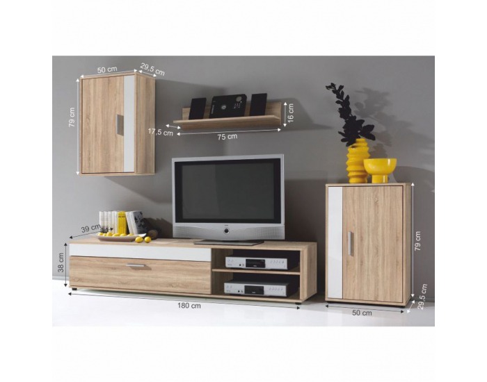 Obývacia stena Asole - dub sonoma / biela