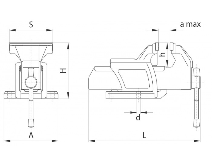 Pevný zámočnícky zverák k pracovnému stolu 1250-175 - svetlomodrá
