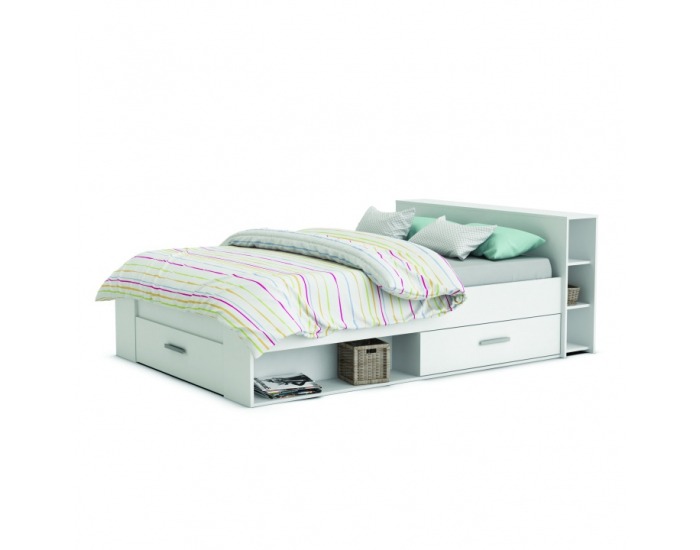 Posteľový rám s úložným priestorom Roket 140 - biela