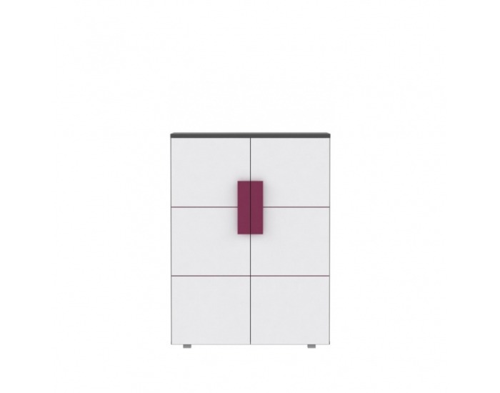 Dvojdverová komoda Lobete 40 - sivá / biela / fialová
