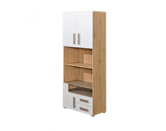 Regál Katar K3 - san reno / biela / cappuccino