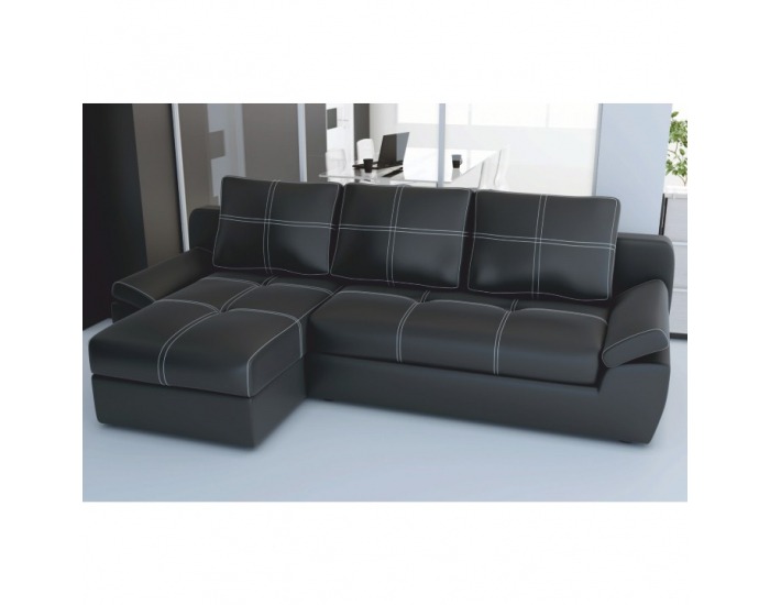 Rohová sedačka s rozkladom a úložným priestorom Ares L - čierna
