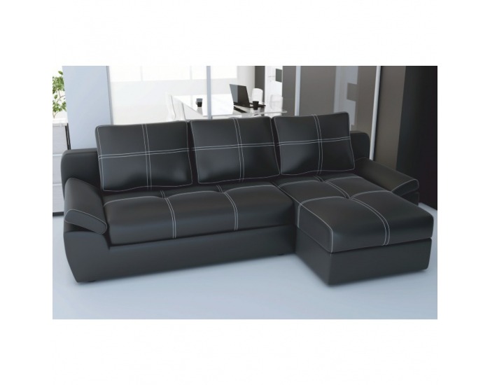 Rohová sedačka s rozkladom a úložným priestorom Ares P - čierna