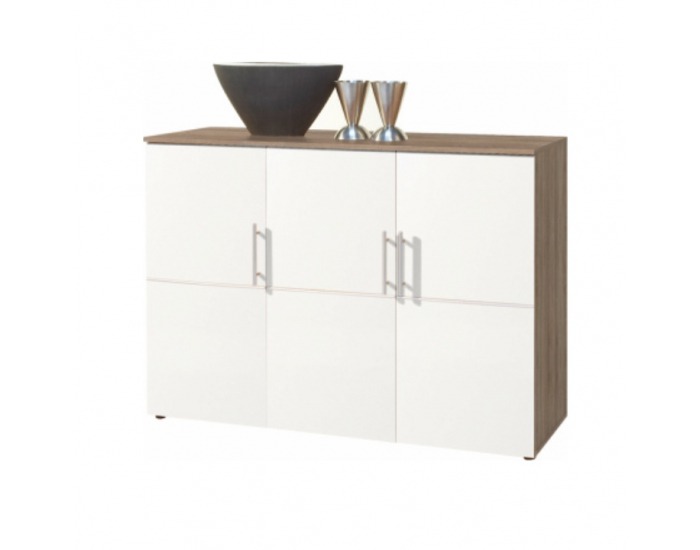 Trojdverová komoda Punto New 3 - dub sonoma / biela