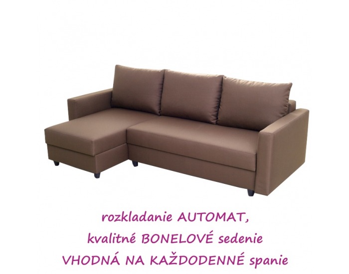 Rohová sedačka s rozkladom a úložným priestorom Evan L/P - hnedá