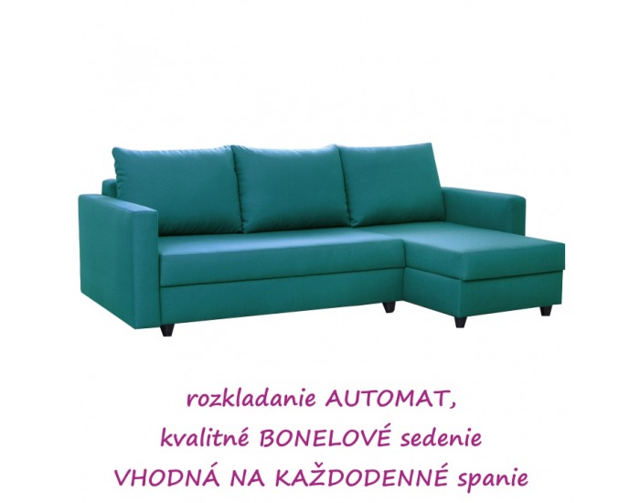 Rohová sedačka s rozkladom a úložným priestorom Evan L/P - tyrkysová