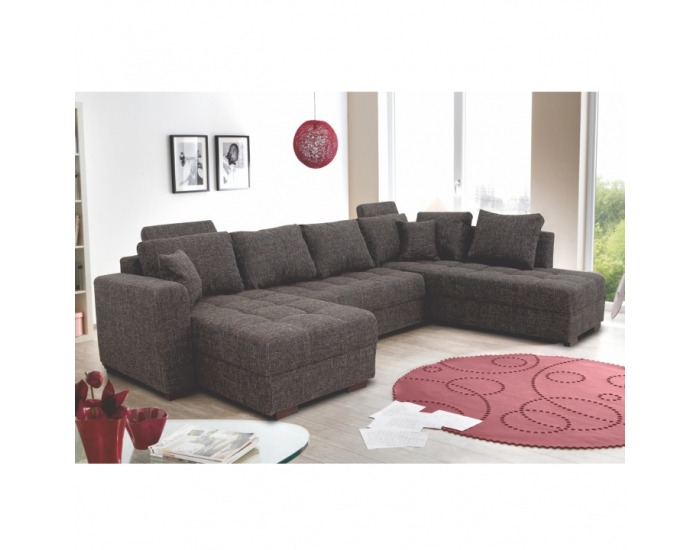 Rohová sedačka U s rozkladom Mantego L/P - hnedočierna