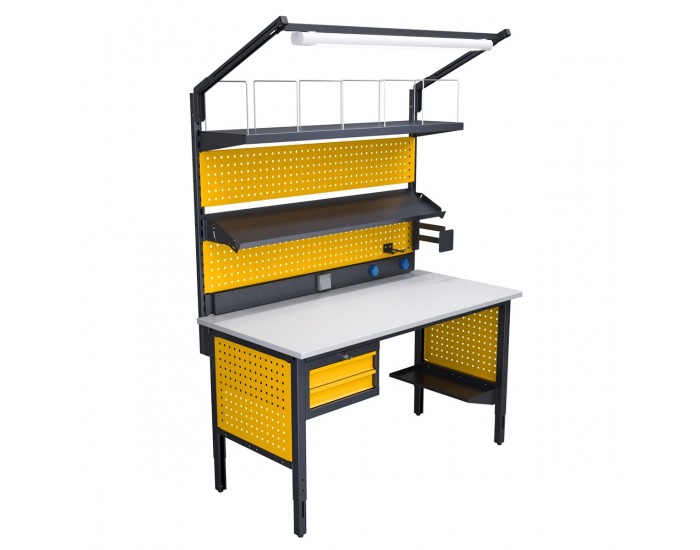 Baliarenský stôl s nadstavbou a osvetlením 1550 04 - grafit / žltá