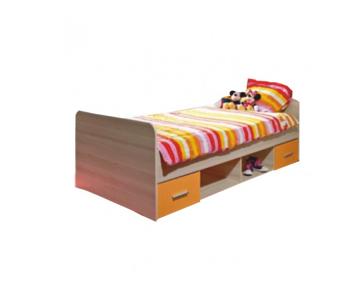 Posteľový rám s úložným priestorom Emio Typ 4 90 - dub sonoma / oranžová
