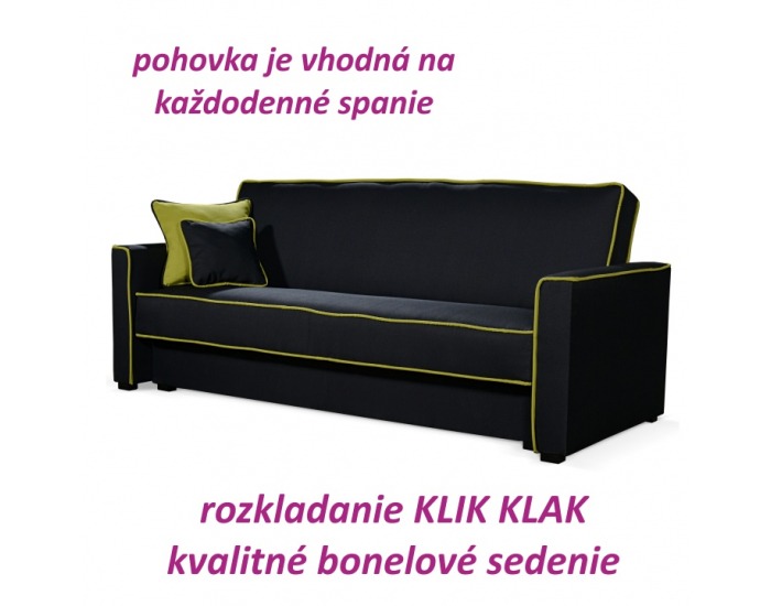 Rozkladacia pohovka s úložným priestorom Lumia - čierna / neónová