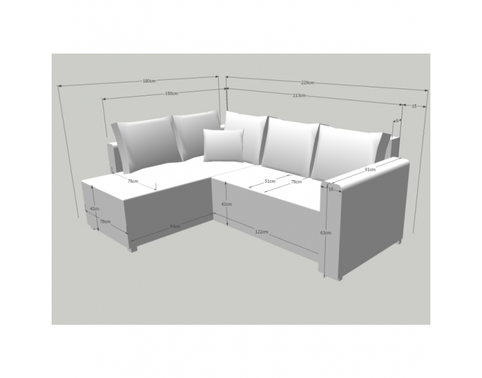 Rohová sedačka s rozkladom a úložným priestorom Luneta L/P - hnedá / svetlohnedá