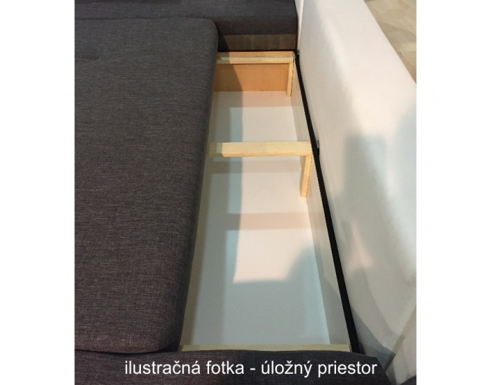 Rohová sedačka U s rozkladom Frankfurt L/P - biela ekokoža / sivý šenil
