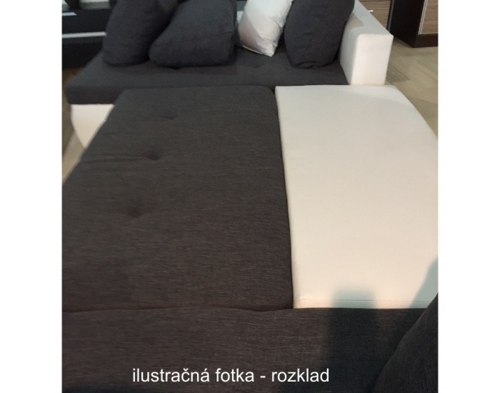 Rohová sedačka U s rozkladom Frankfurt L/P - hnedá ekokoža / hnedý šenil