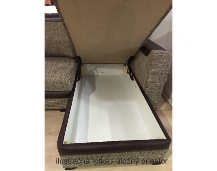 Rohová sedačka s rozkladom a úložným priestorom Bona L/P - sivá látka / sivá ekokoža