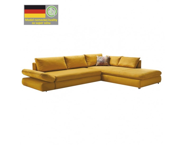 Rohová sedačka s rozkladom a úložným priestorom Sylt L/P - horčicová