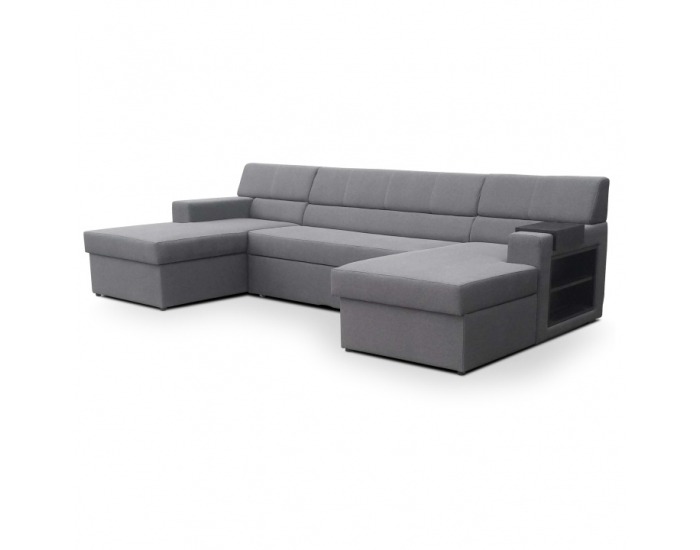 Kožená rohová sedačka U s rozkladom Markos P - sivá