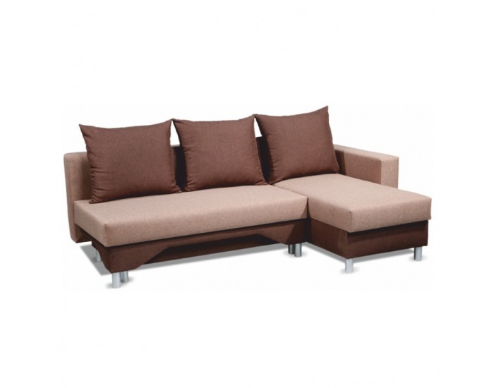 Rohová sedačka s rozkladom a úložným priestorom Pady P - piesková / hnedá