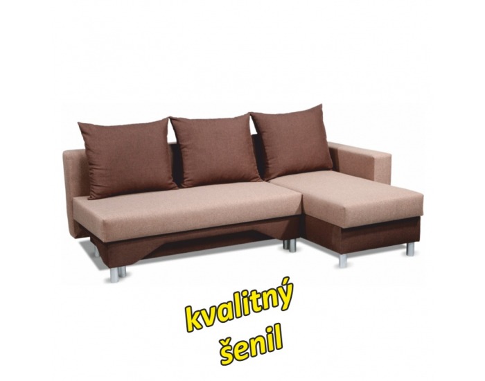 Rohová sedačka s rozkladom a úložným priestorom Pady P - piesková / hnedá