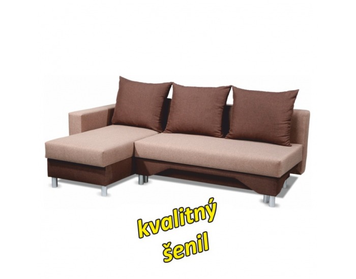 Rohová sedačka s rozkladom a úložným priestorom Pady L - piesková / hnedá