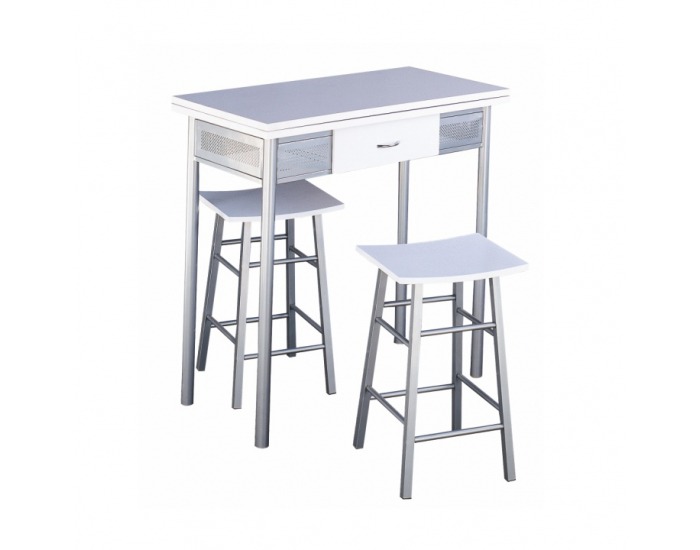 Barový set Homer 1+2 - strieborná / biela