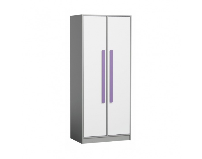 Šatníková skriňa Piere P01 2D - sivá / biela / fialová
