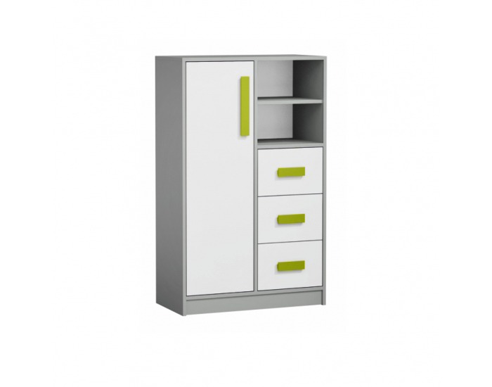 Komoda Piere P05 - sivá / biela / zelená